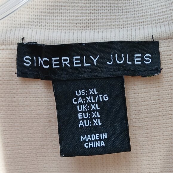 Sincerely Jules Light Beige Ribbed Sleeveless Collared V-Neck Vest As New Sz XL - Picture 3 of 6